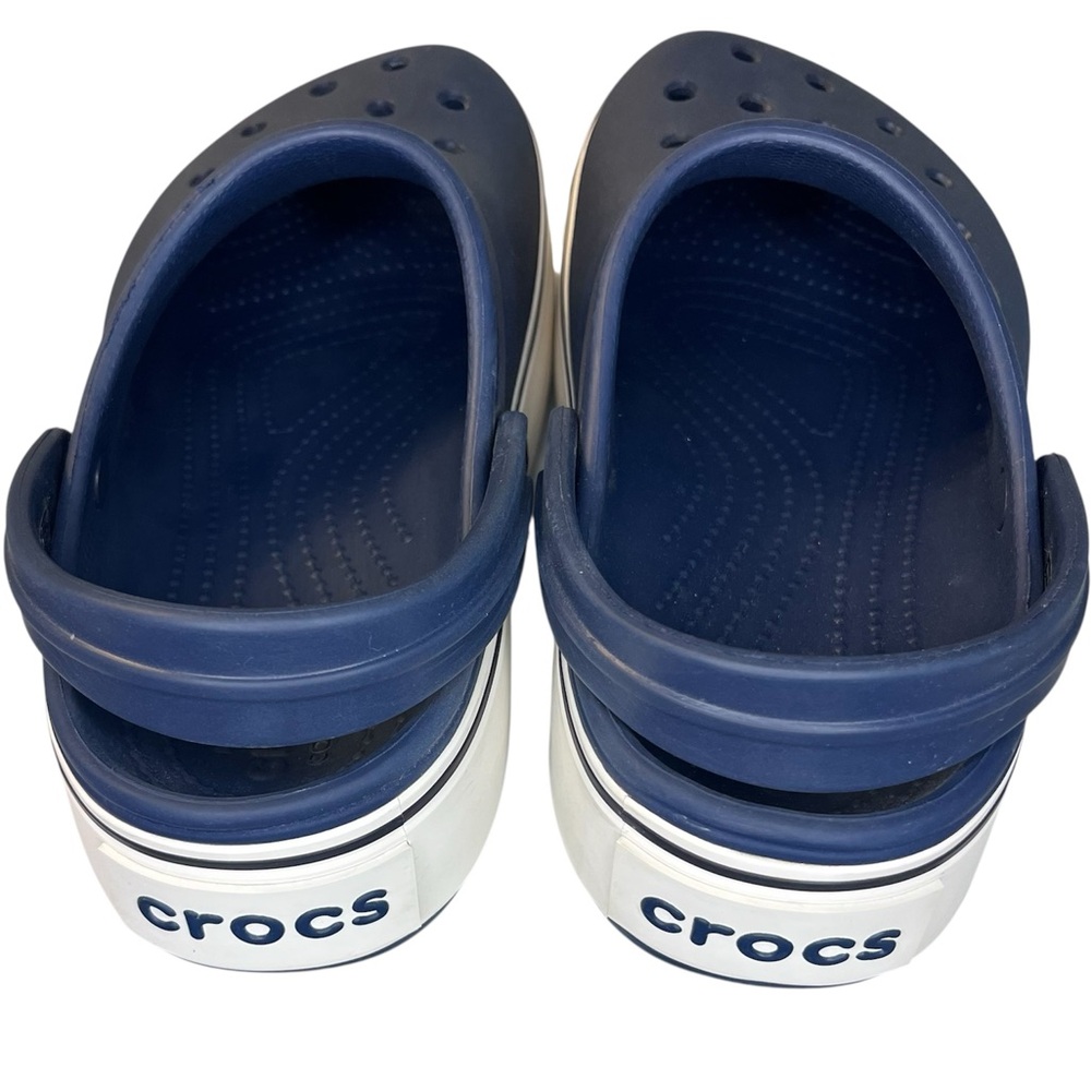 Women’s/Men’s Platform Crocband Crocs Classic Navy/White Clogs - Picture 5 of 7